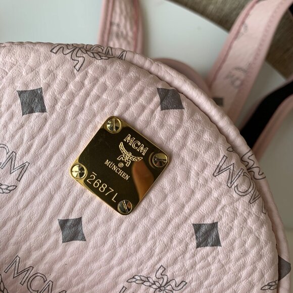 MCM Medium Stark Side Stud Backpack, Pink, - Picture 6 of 9